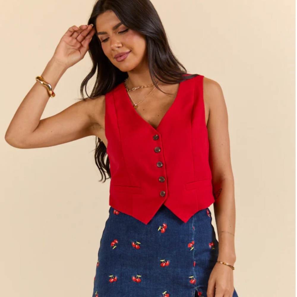 Charmed Feeling Red Vest Top